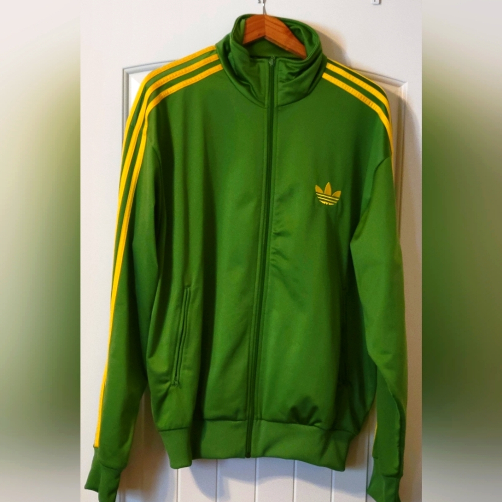 Adidas Green and Yellow Track Jacket